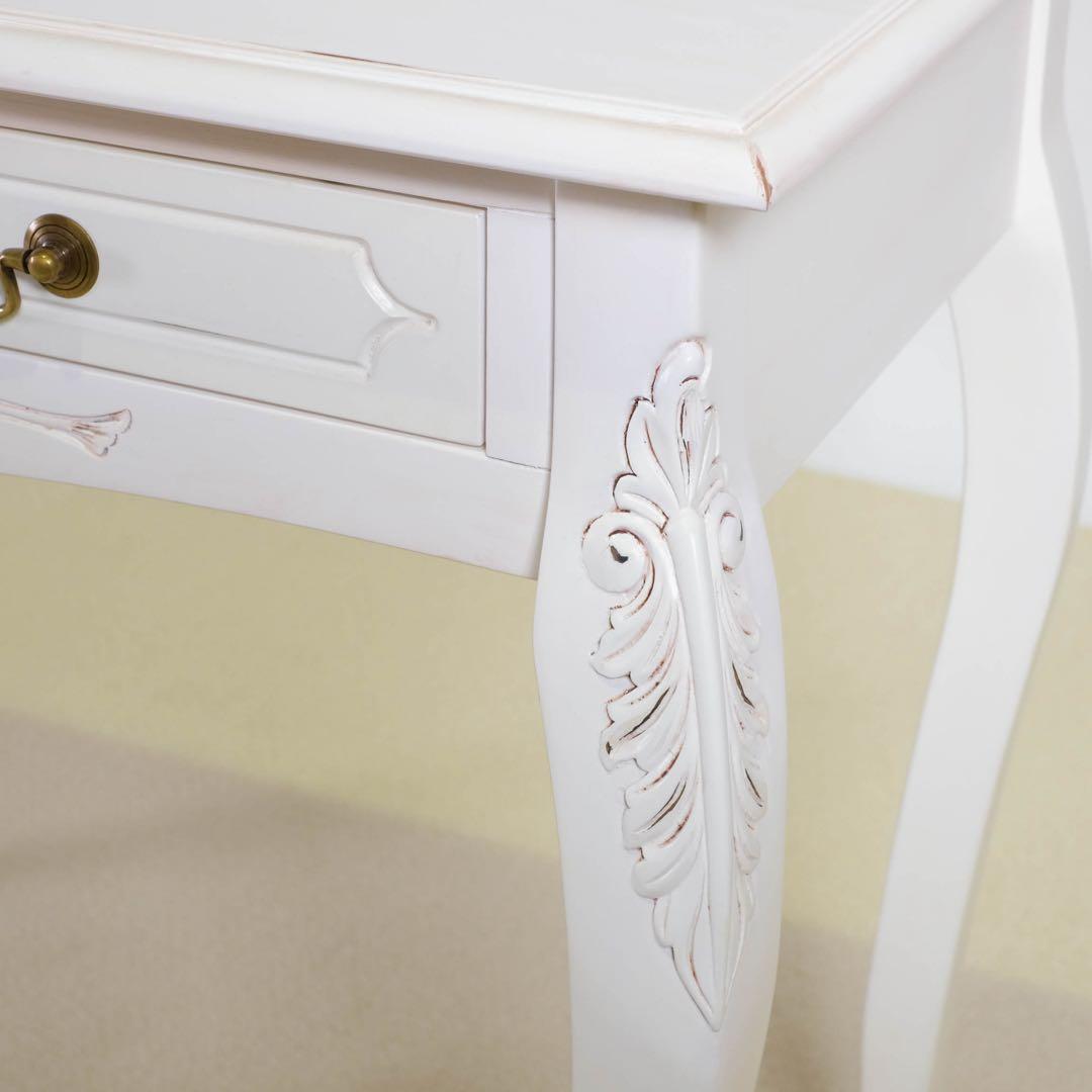 E 新品 コンソールテーブル 白 飾り棚 アンティーク サイドテーブル ホワイト