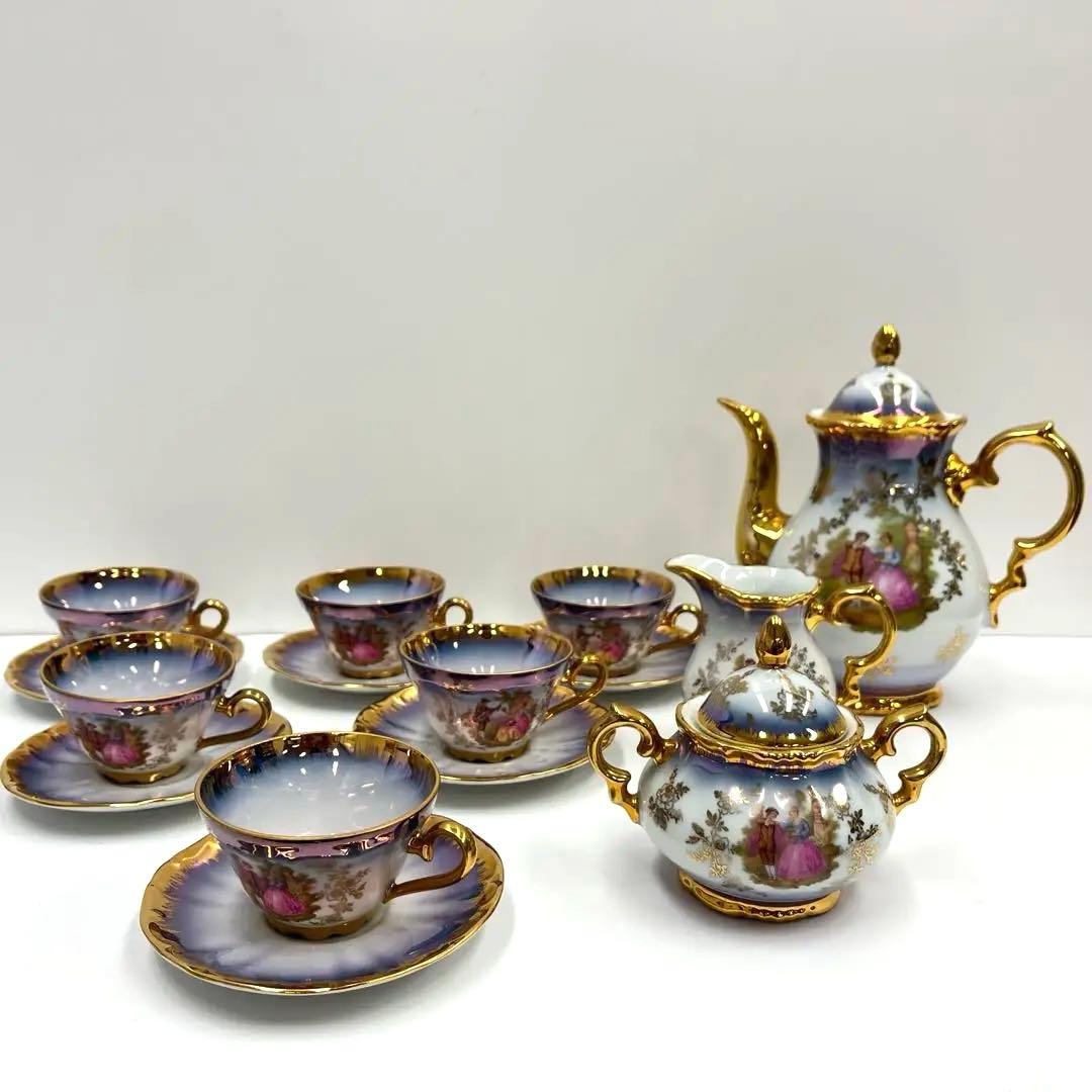 陶磁器　宮廷小花/ティーセット　15セット 花柄 金装飾