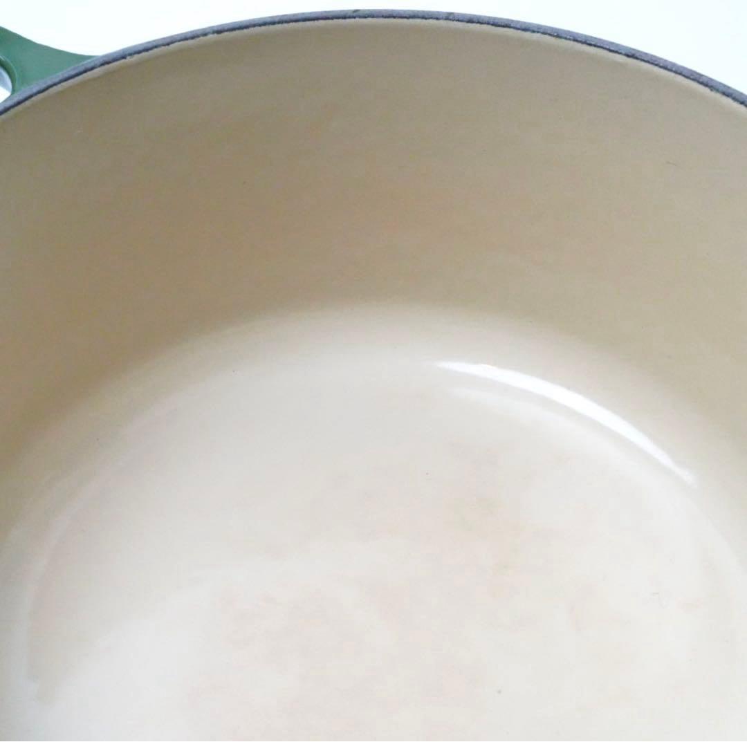 【美品】LE CREUSET　ココット ロンド レーシンググリーン　18cm