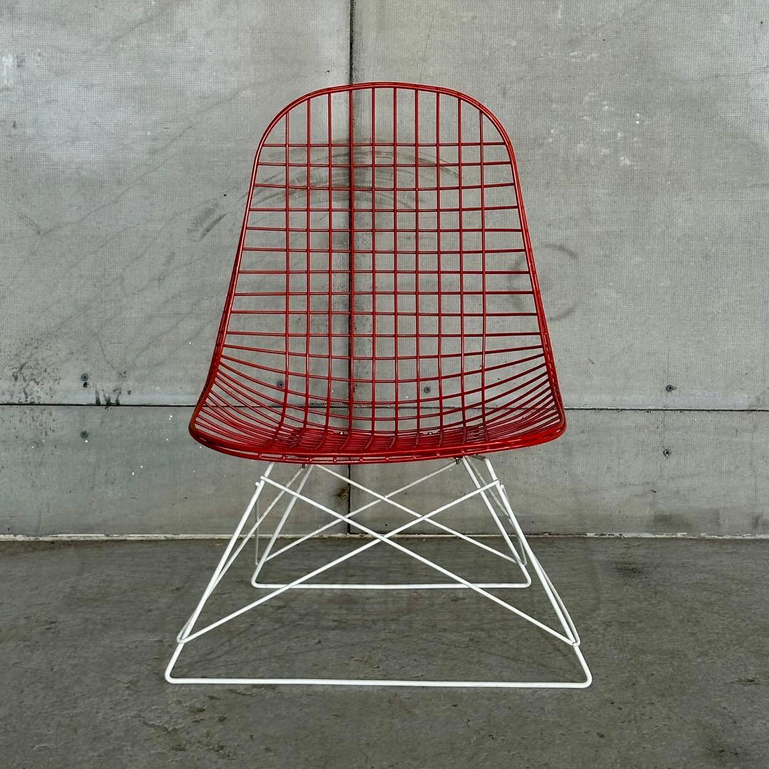 ✦ワイヤーチェア✦イームズデザイン ミッドセンチュリー レッド スチール チェア