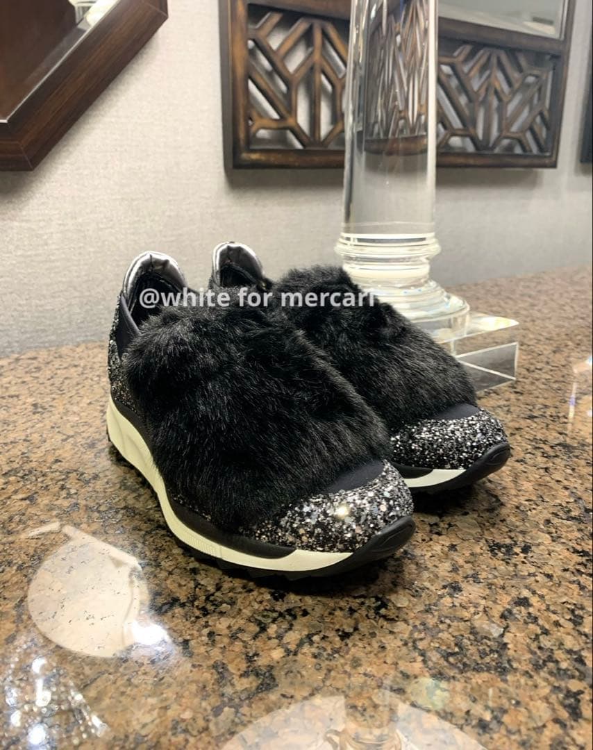 ドバイ購入 イタリアデザイナー 定価9万 きらきらグリッター×ファースニーカー