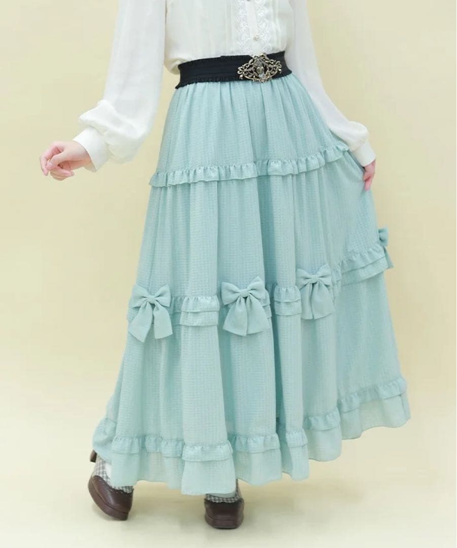 axes femme POETIQUE シアーギンガムティアードスカート