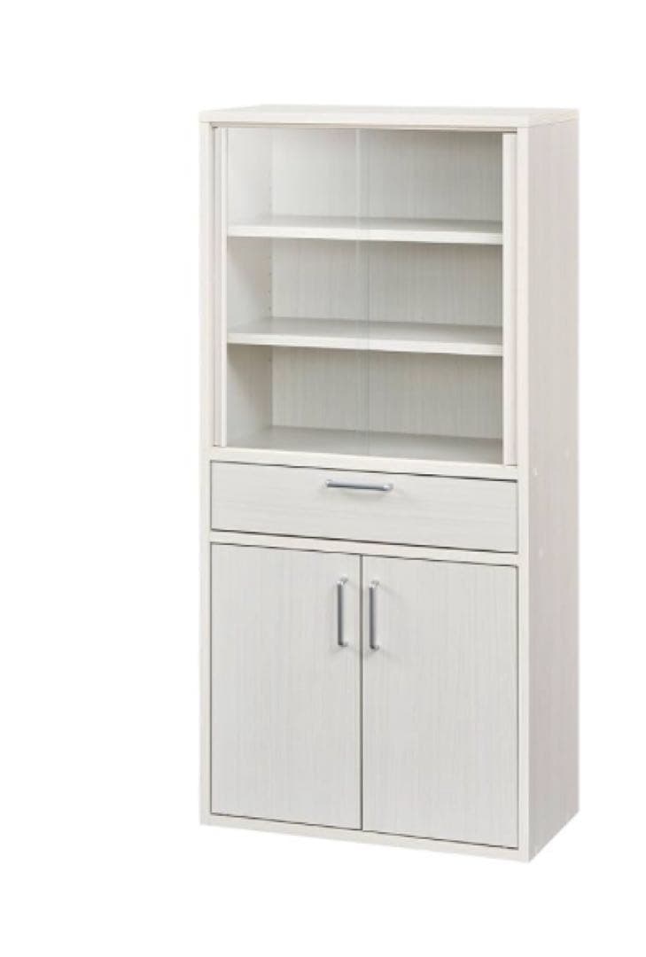 白井産業 食器棚 カップボード キッチン収納 ガラスキャビネット 一人暮らしに