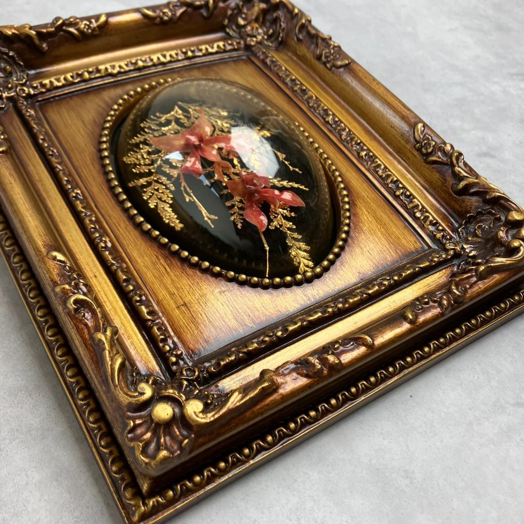 アンティーク　胡蝶蘭　花　金24KGP　リーフインフレーム インテリア ゴールド