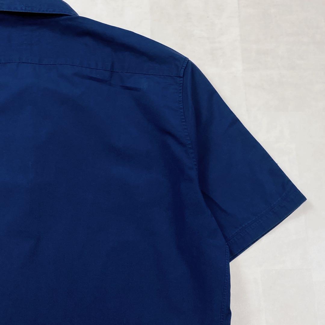 HERMES コットンシャツ 15 3/4 首回り40 ネイビー ボタンダウン