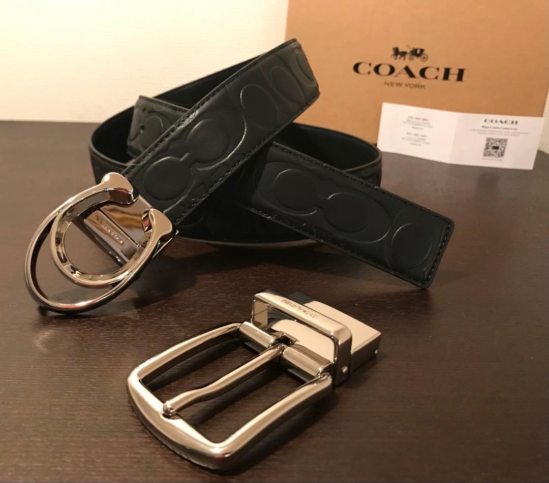 新品COACHコーチシグネチャーフリーサイズリバーシブルベルトギフト箱付き