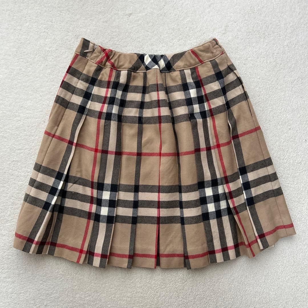 クリーニング済み美品バーバリー ノバチェック巻きスカート風プリーツスカート150