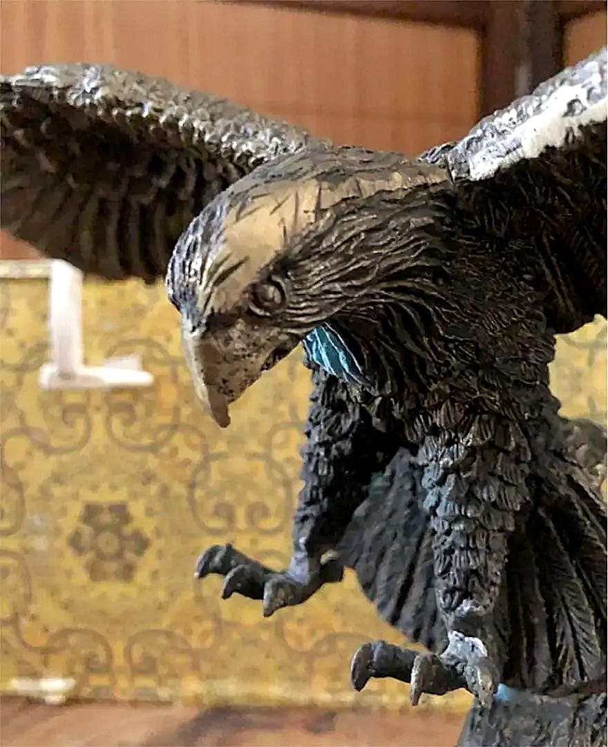 中国美術 小型 時代 鋳型 細密 鷲 箱付き 横幅約 30㎝ 特価