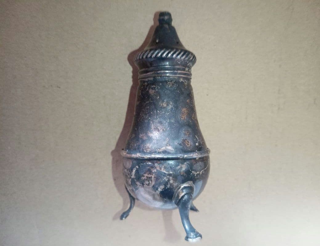 純銀925 塩/コショウ入れ ② ソルト/ペッパー入れ 刻印 猫足 アンティーク