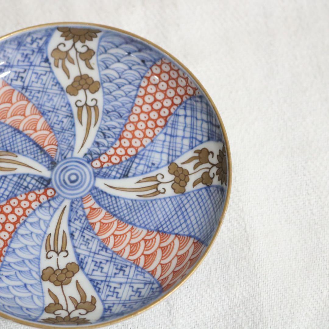 時代　美しい古伊万里小皿3種アソート　龍紋捻祥瑠璃釉　骨董古美術アンティーク