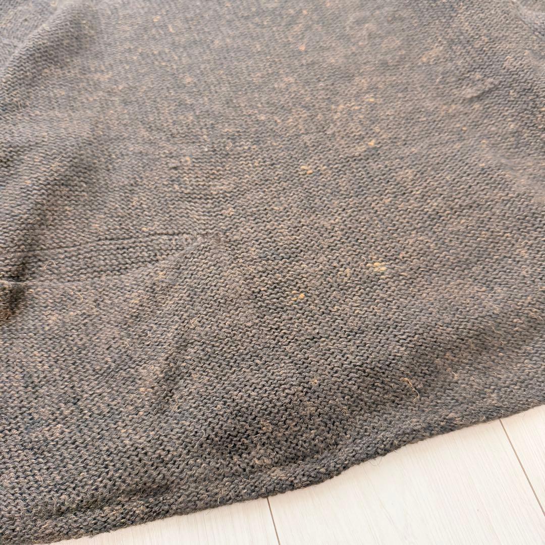 美品✨45R R刺繍リネン100 ざっくり編み モックネックニットプルオーバー