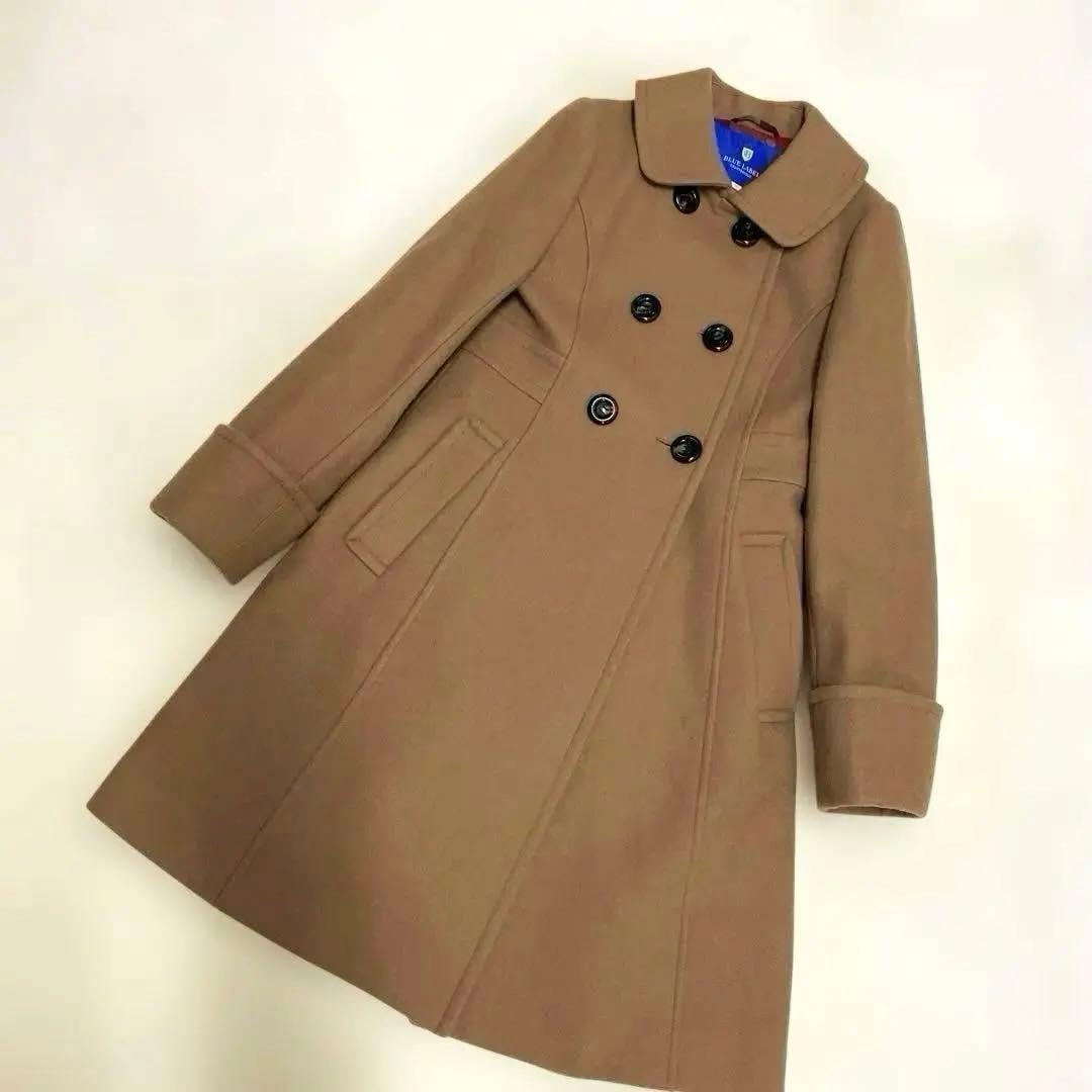 【美品】ブルーレーベル ウール メルトン コート 36 ダブルブレスト　キャメル