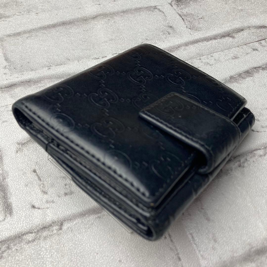 【かねごんごんさん専用】GUCCI　グッチ☆二つ折り財布　ブラック　リボン　シマ