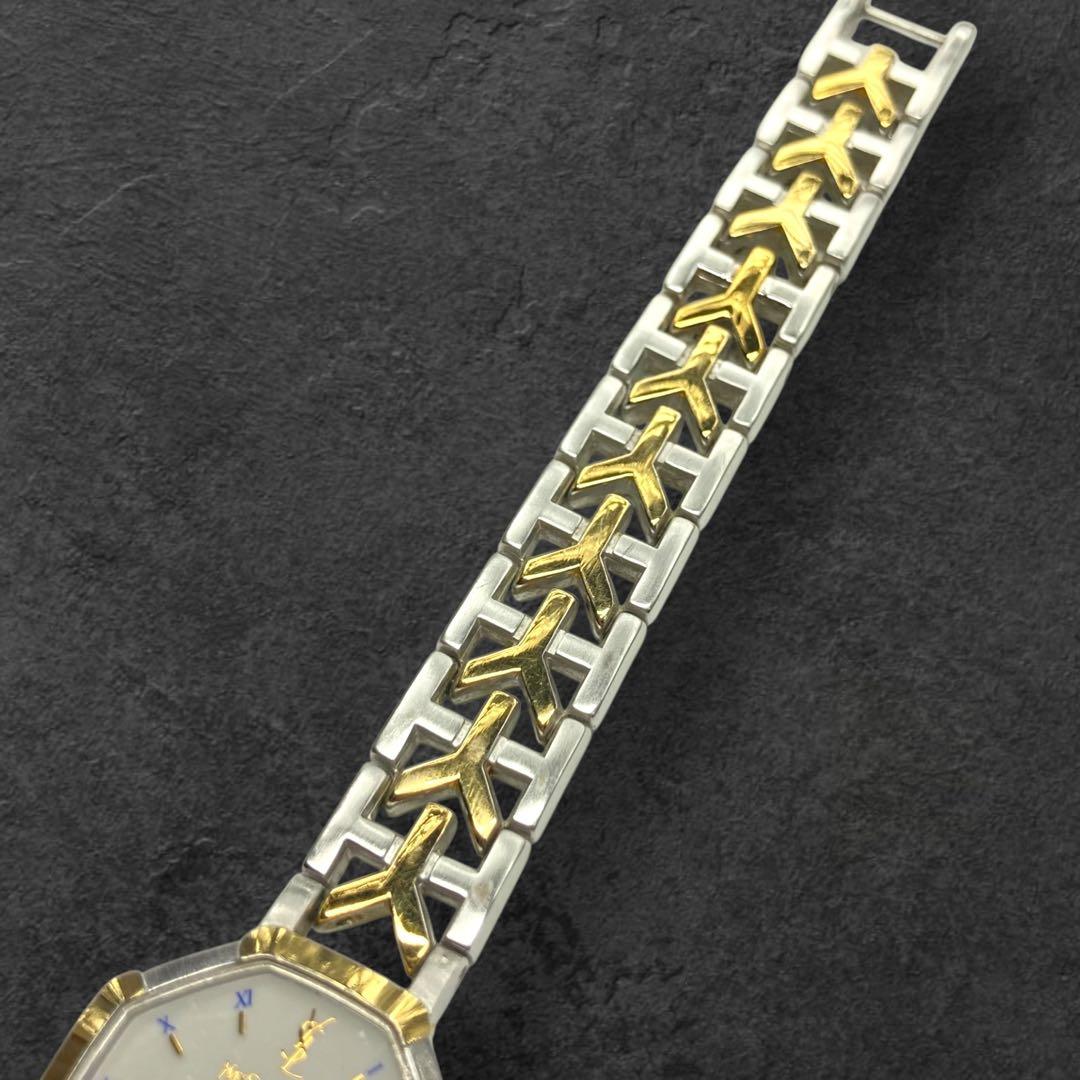 稼動品 イヴサンローラン YSL オクタゴン クォーツ腕時計 コンビ 256