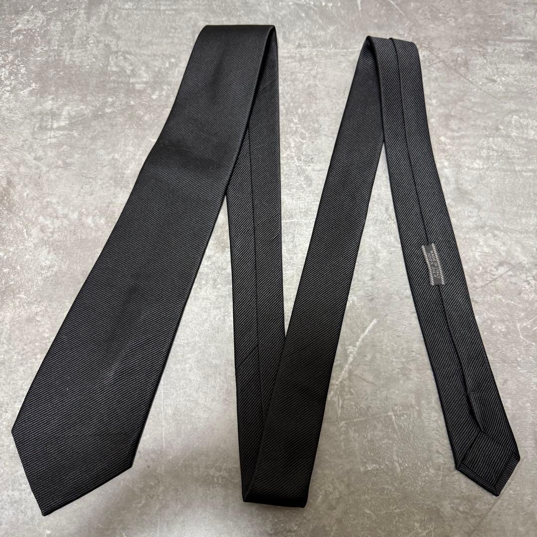 【✨極美品✨】PRADA プラダ ネクタイ ソリッド ブラック 無地 シルク 黒