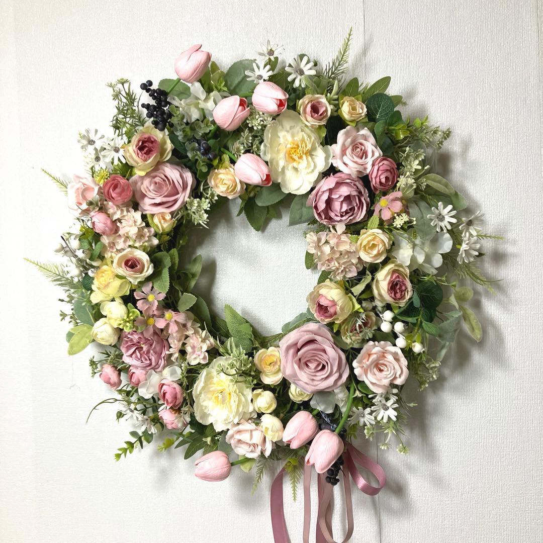 『 スリズィエ フルレゾン』 おっきなチューリップのリース　他一点