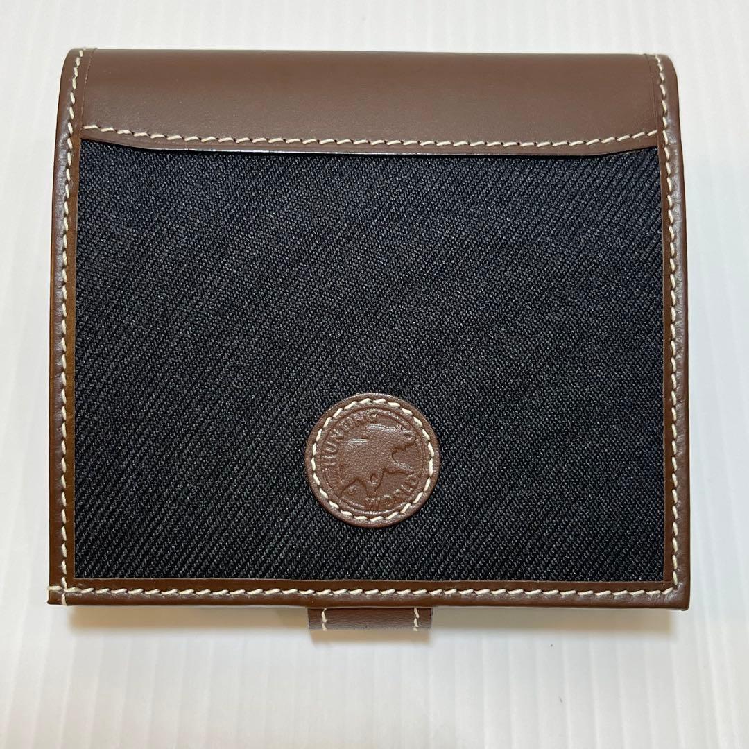 新品未使用【ハンティングワールド】折り財布 レザーキャンバス BOX型小銭入れ