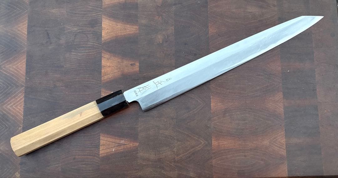 正本総本店　玉白鋼　切付　柳刃　300mm 尺　包丁　和包丁　研ぎ済　八角水牛柄