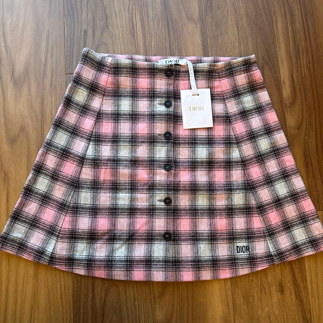 DIOR チェックスカート　ピンク　新品タグ付き