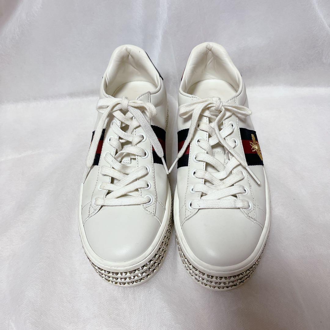GUCCI グッチ エースクリスタルシェリーライン厚底スニーカー 37ハーフ