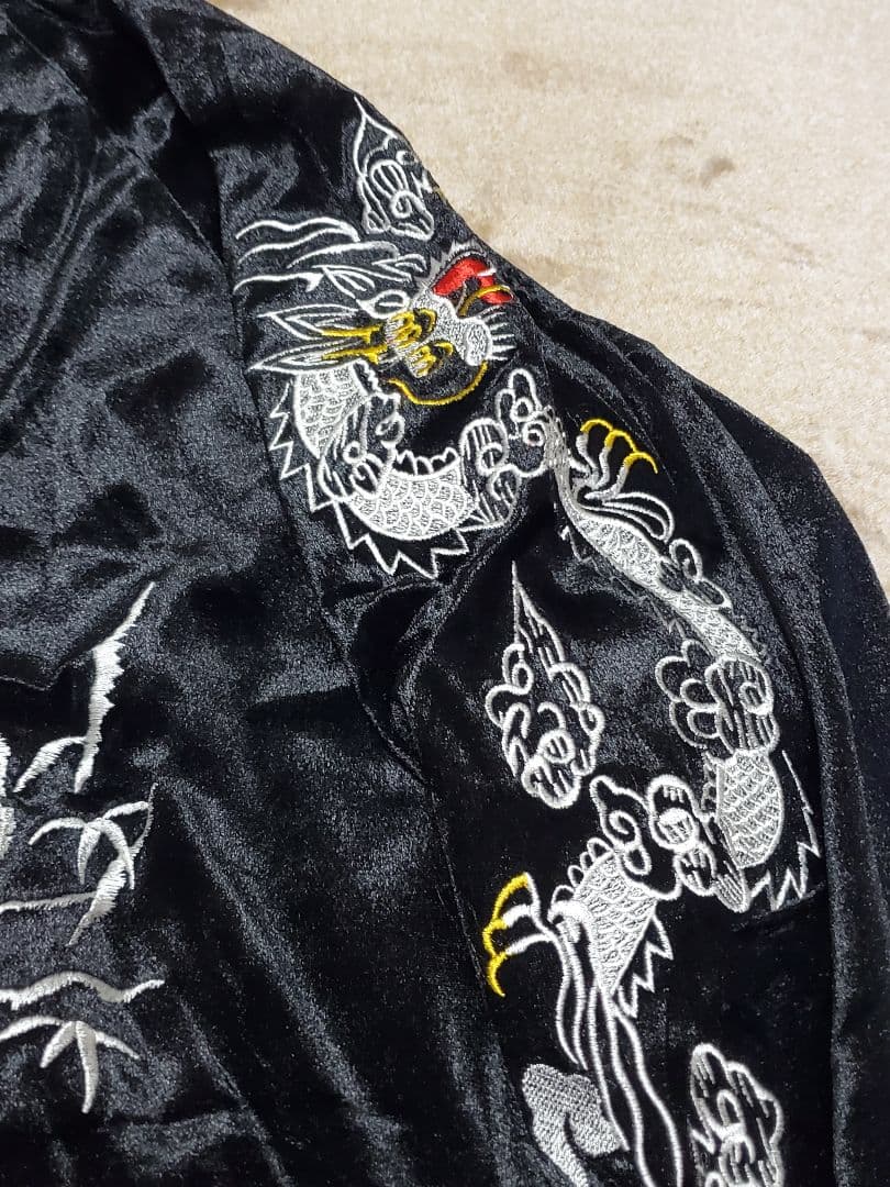 お*ね様 ロンズデール ベルベットスカジャン 虎&ドラゴン ブラック L