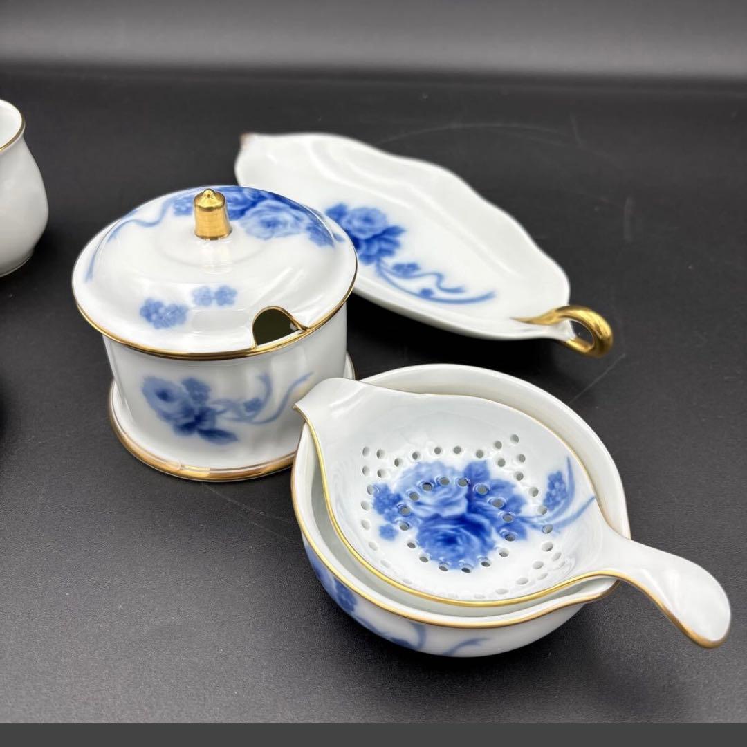 大倉陶園　ブルーローズ　食器11点 シュガーポット/ミルクポット/ケーキ皿