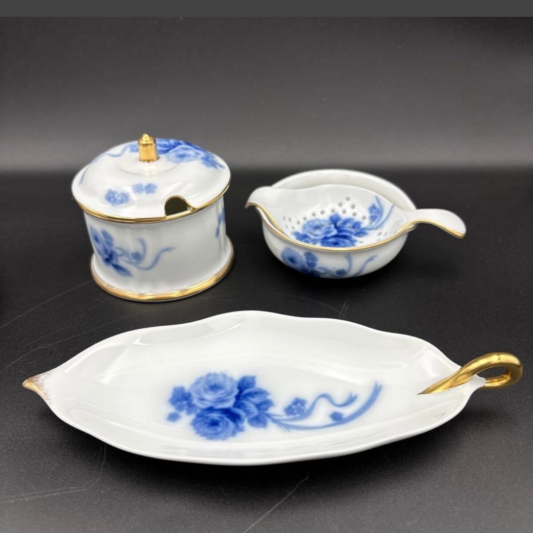 大倉陶園　ブルーローズ　食器11点 シュガーポット/ミルクポット/ケーキ皿