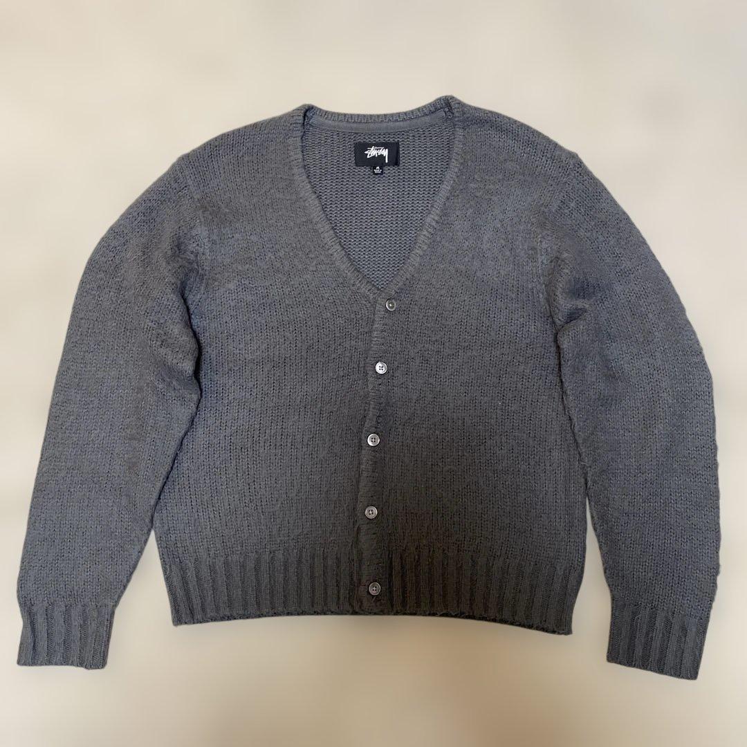Stussy/シャギーカーディガン/M/アクリル/チャコール