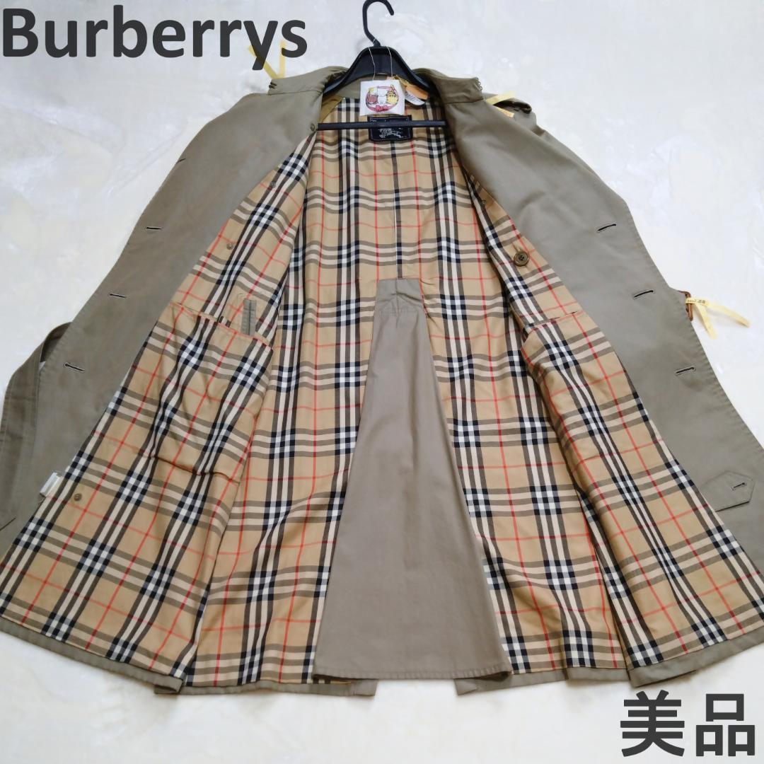 【美品】バーバリーズ トレンチコート ギャバジン生地 カーキ ノバチェック(M)