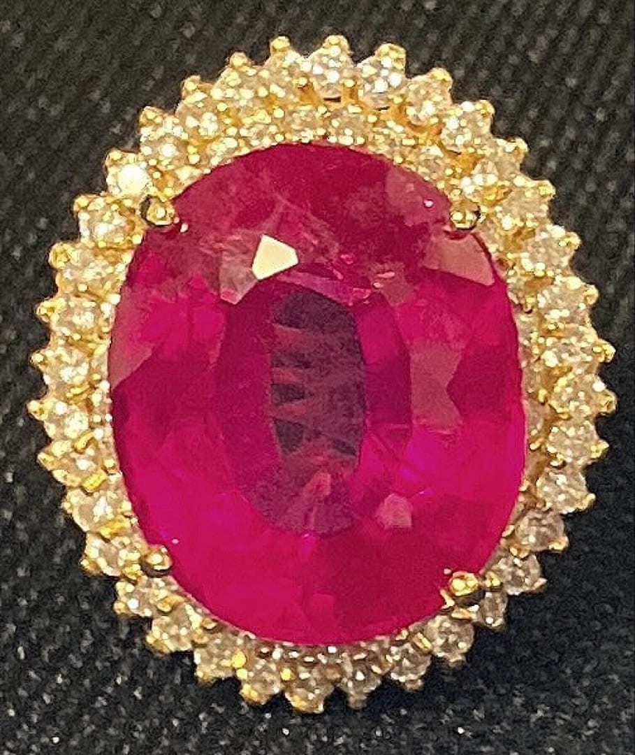 ルル様ご予約 天然ピンクルビー 30.85CT sv925 24k仕上 指輪