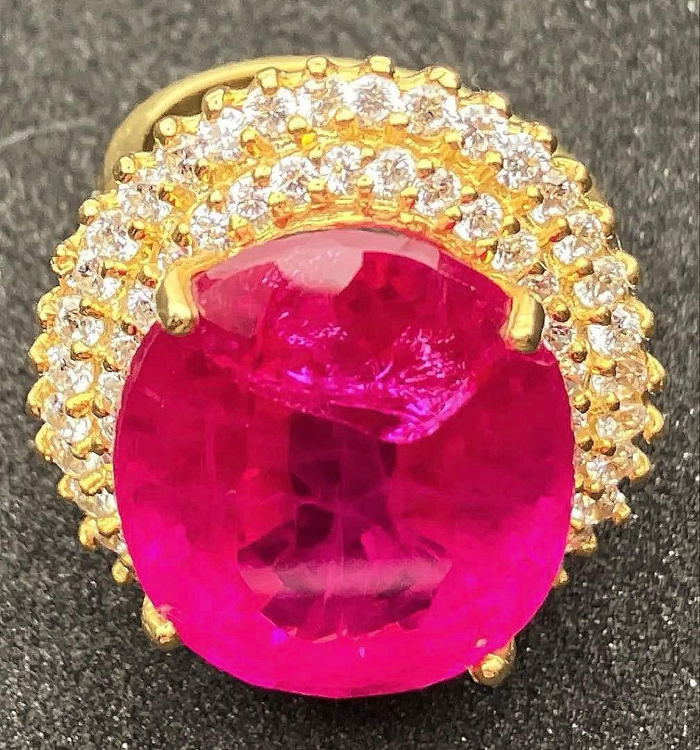 ルル様ご予約 天然ピンクルビー 30.85CT sv925 24k仕上 指輪