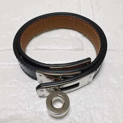 美品✨HERMES ブレスレット ケリー ドゥブルトゥール シルバー×ブラック