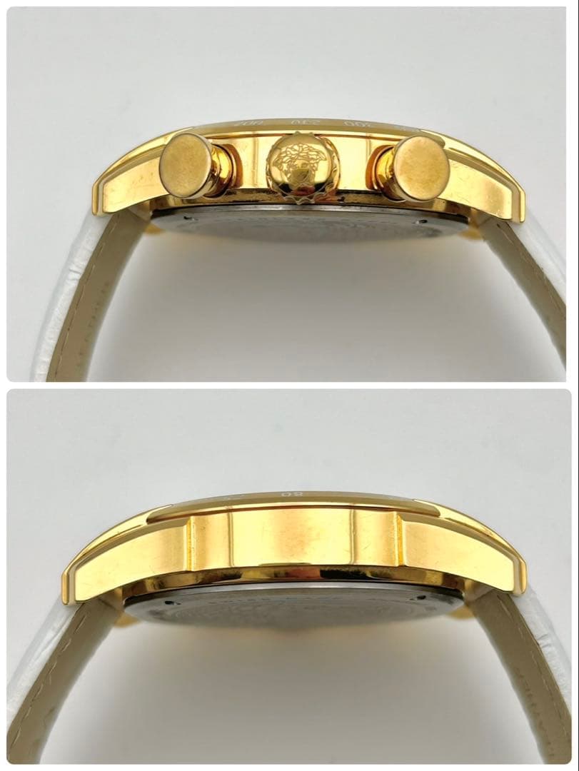 【稼働】VERSACE クロノグラフ 腕時計 メンズ メデューサ ゴールド