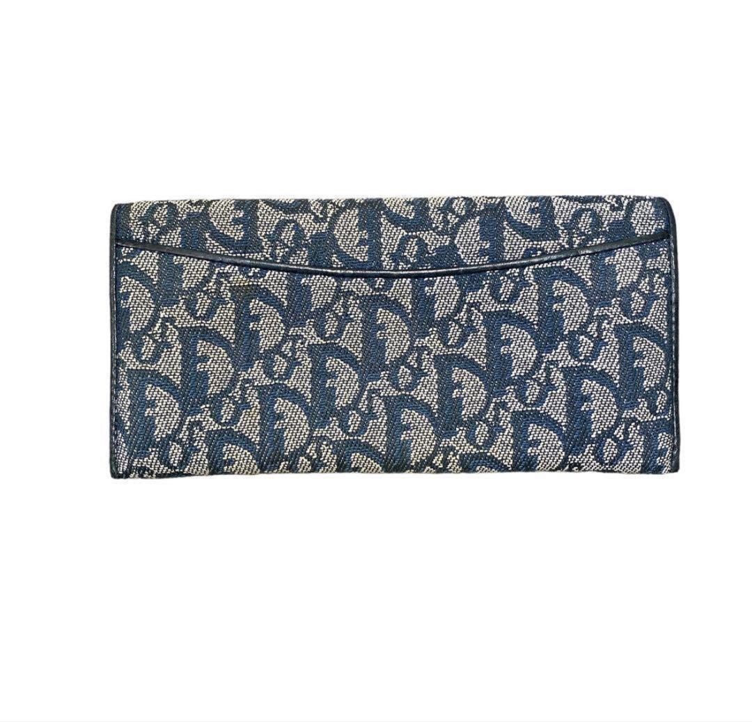dior クリスチャンディオール　長財布　トロッター　ネイビー