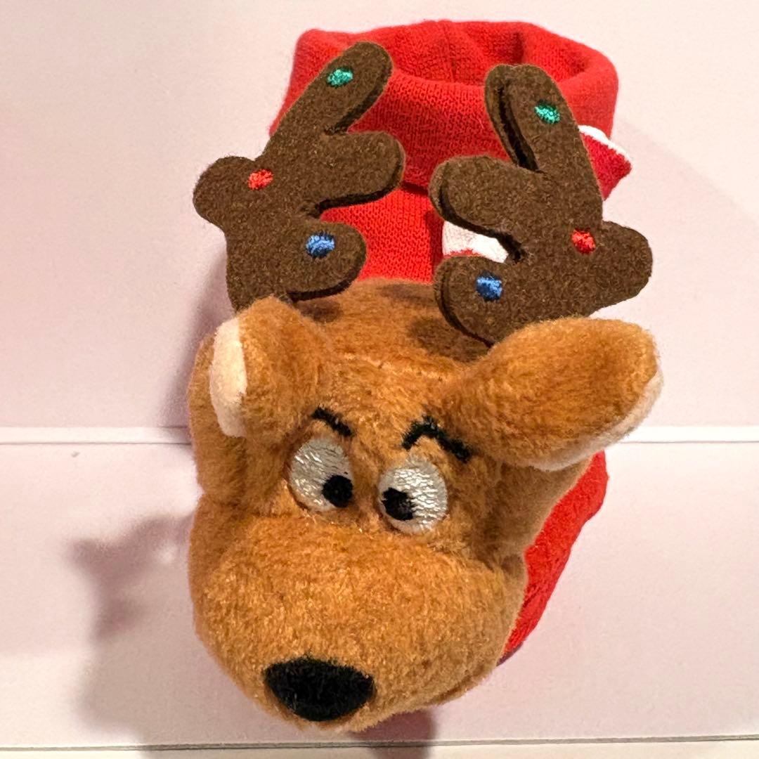 トナカイキャラクター付き子供用赤いソックス ワーナーブラザース クリスマス