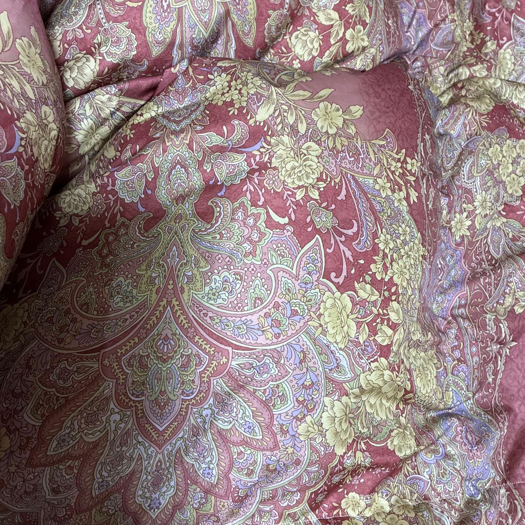 花柄掛け布団 ピンクとゴールド