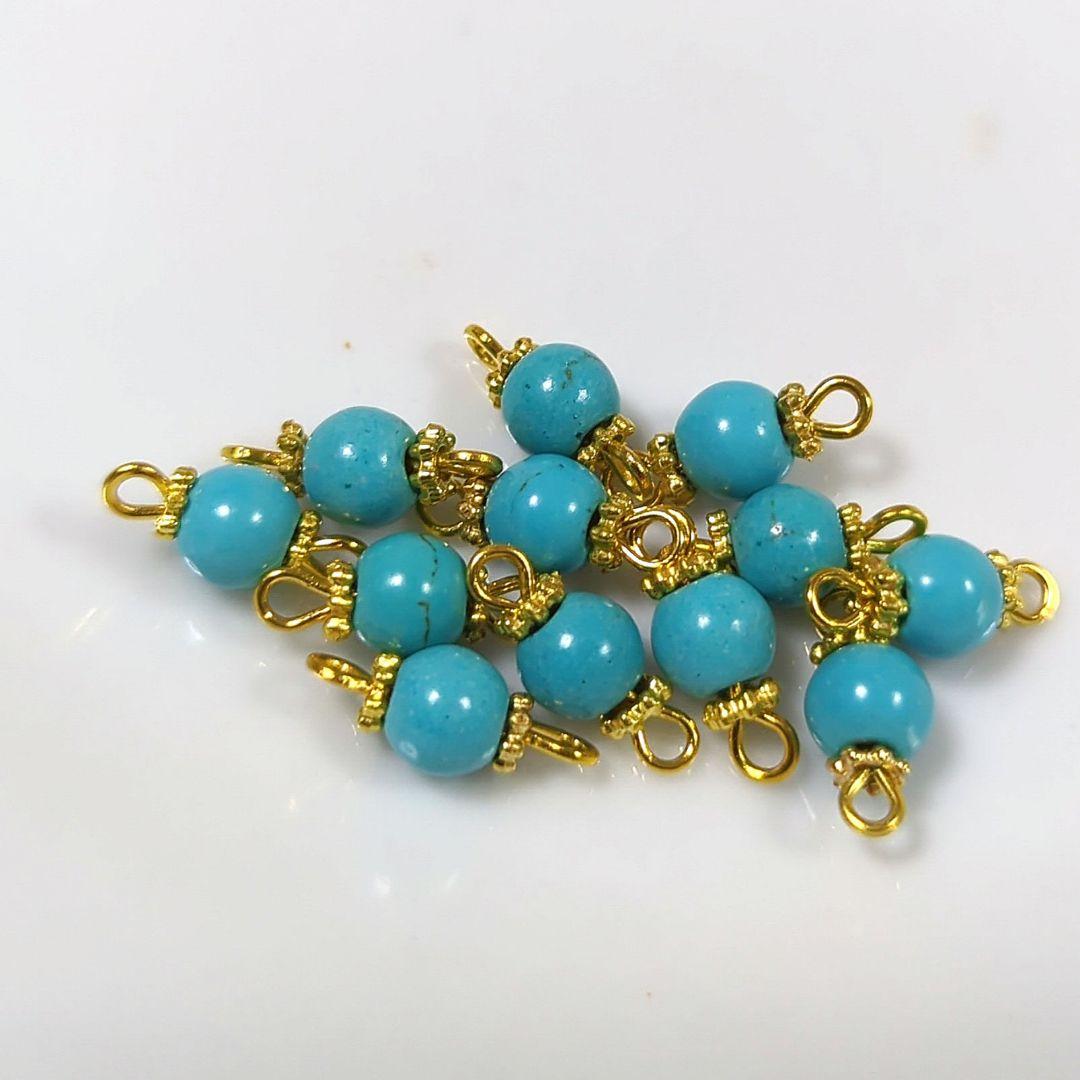 ハンドメイドコネクター　12個  練りターコイズ