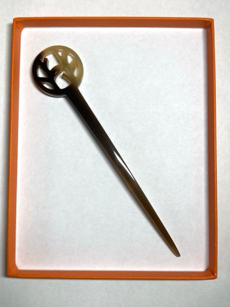 良品　HERMES エルメス　バッファローホーン　かんざし　ヘアアクセサリー　箱