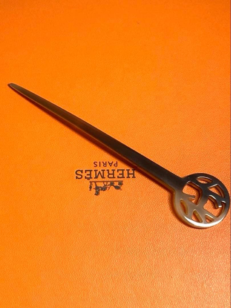 良品　HERMES エルメス　バッファローホーン　かんざし　ヘアアクセサリー　箱