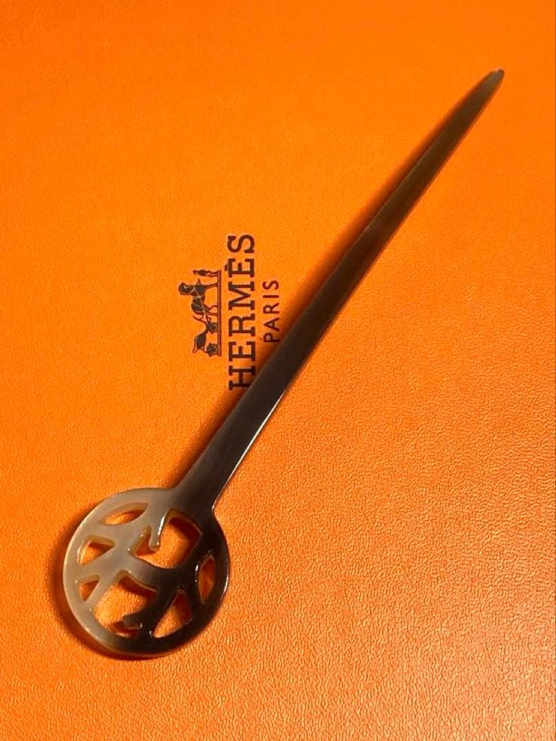 良品　HERMES エルメス　バッファローホーン　かんざし　ヘアアクセサリー　箱