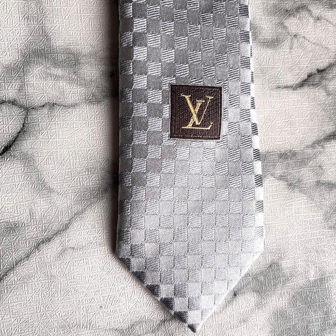 ✨未使用箱付き✨ルイヴィトン　マイクロダミエ　クラヴァット　シルバー　ネクタイ