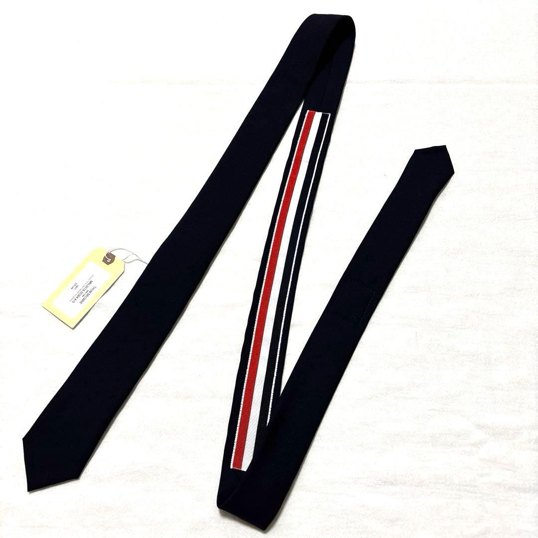 極美品　極美品　トムブラウン　ネクタイ　ネイビー　無地　トリコロール　タグ付