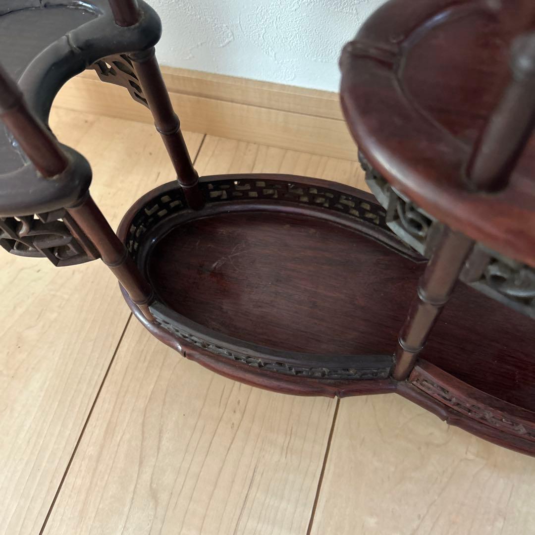 木製 盆栽用古作飾り台 骨董品 木工 小品用 香炉台 瓶台 花台 盆栽台