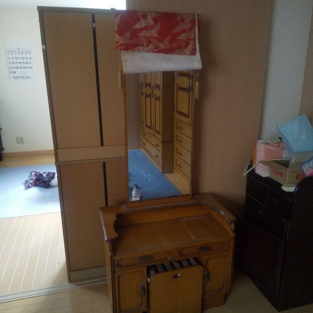 昭和レトロ木製ドレッサー・鏡台 ミラー付き