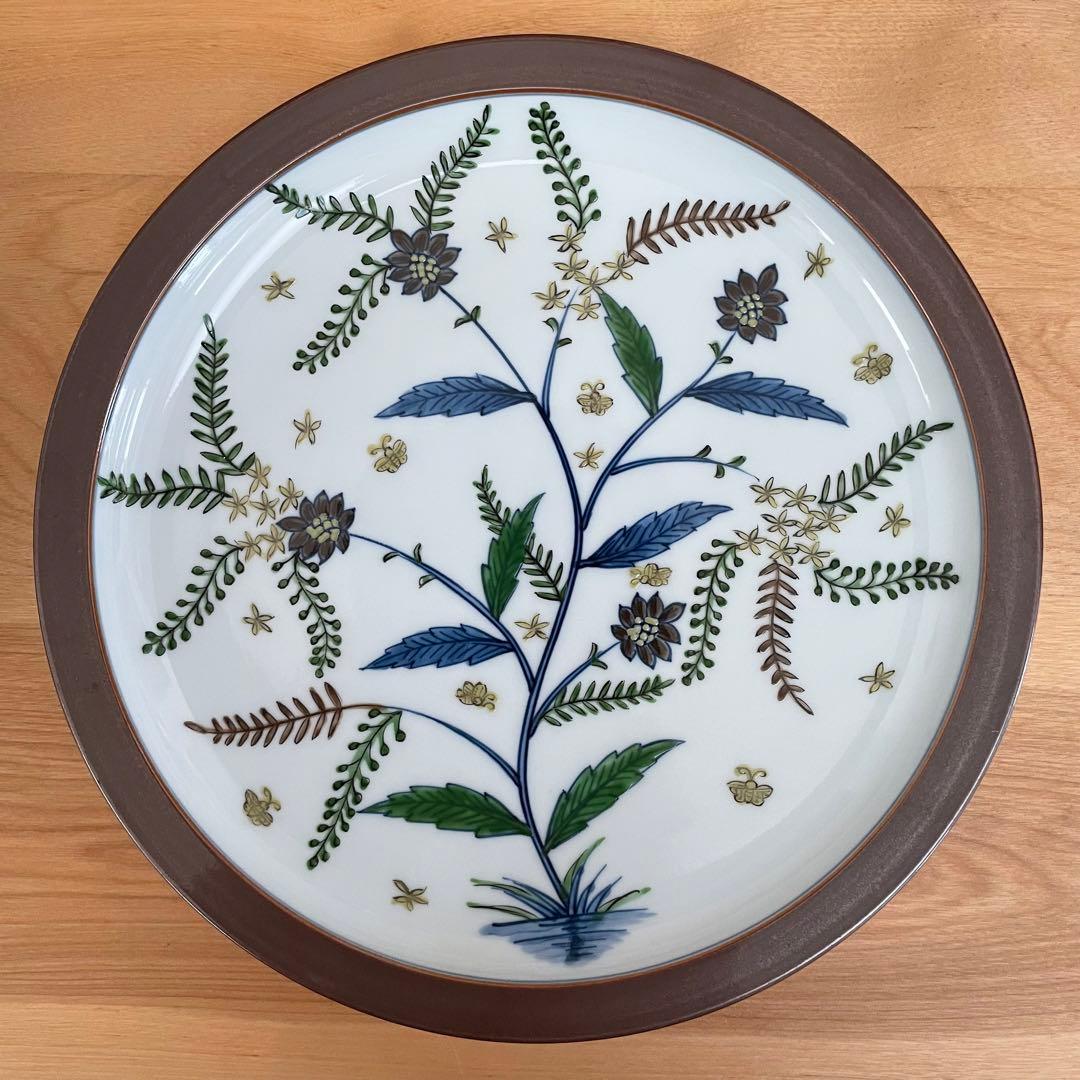 【保管品】源右衛門 染錦 更紗手花蝶文 皿 23cm 2枚