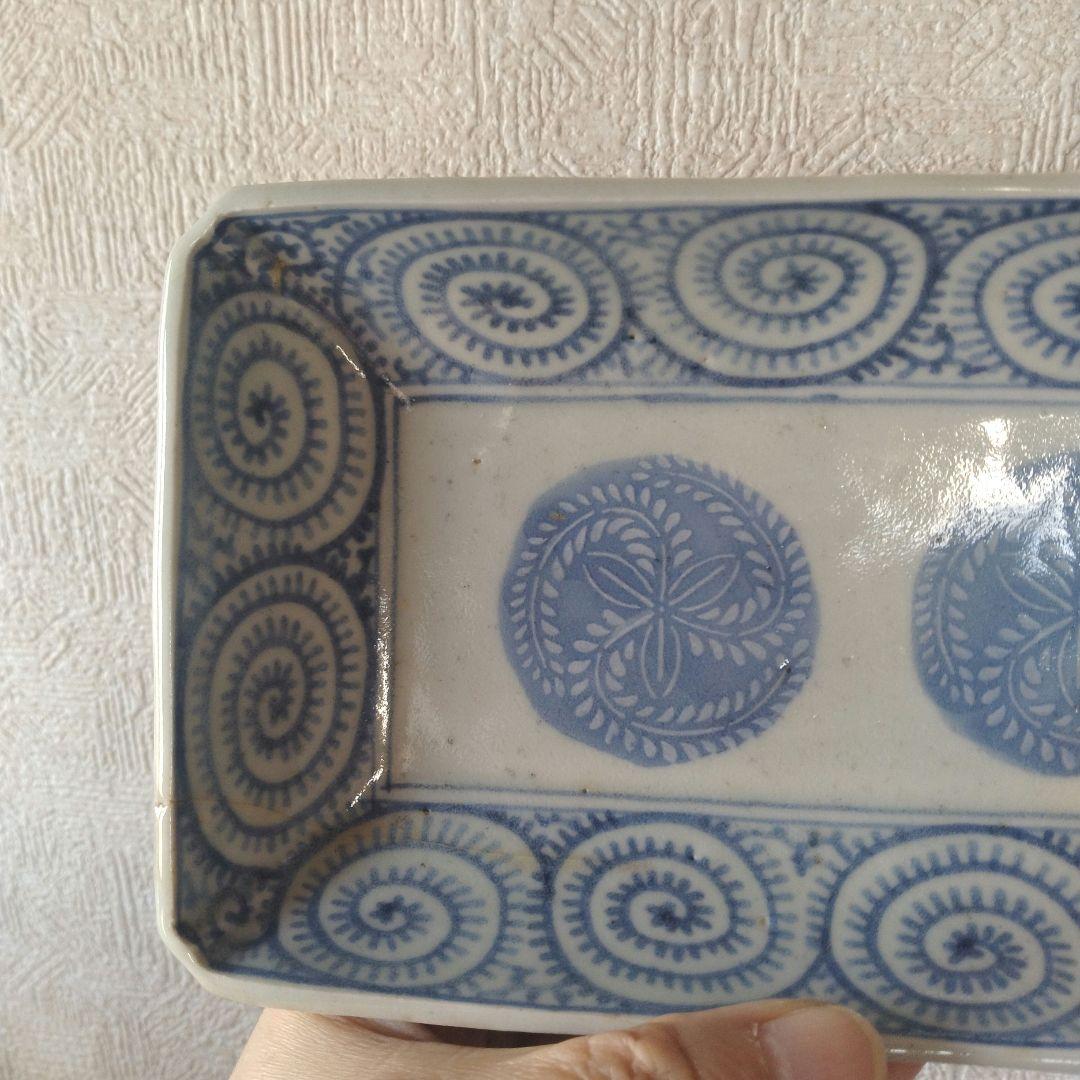 古伊万里切込焼蛸唐草長皿二客