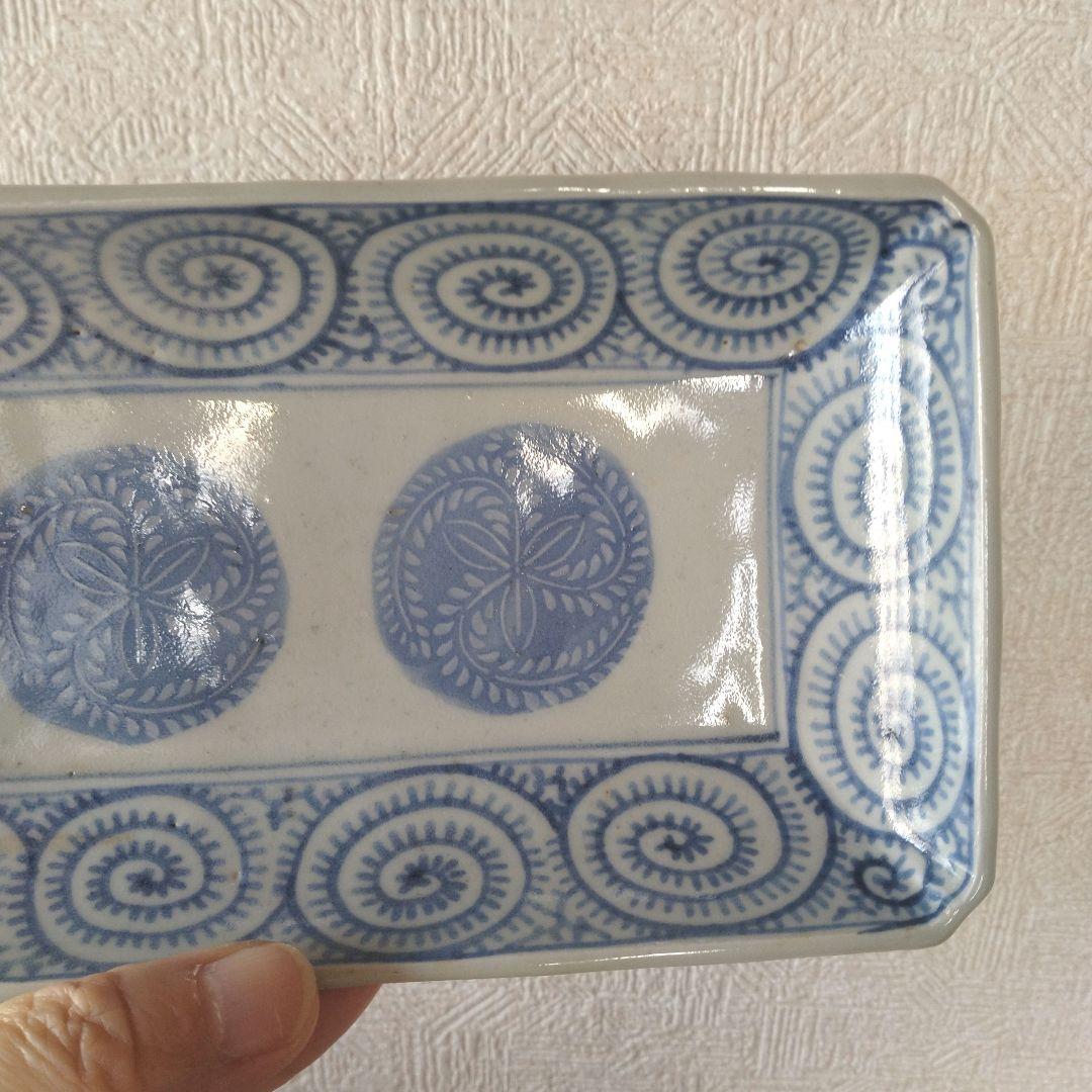 古伊万里切込焼蛸唐草長皿二客