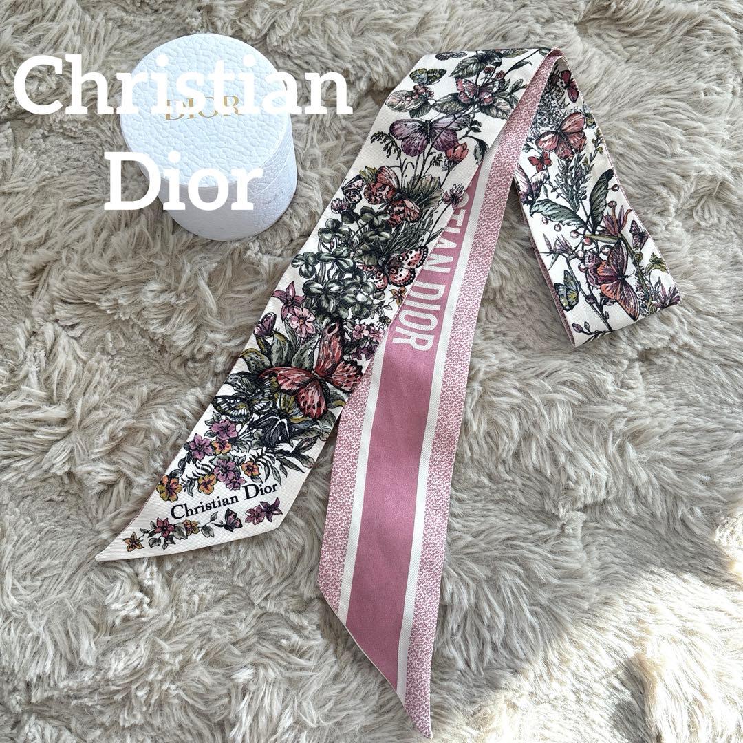 Christian Dior ディオール 花柄 ミッツァスカーフ リボンスカーフ