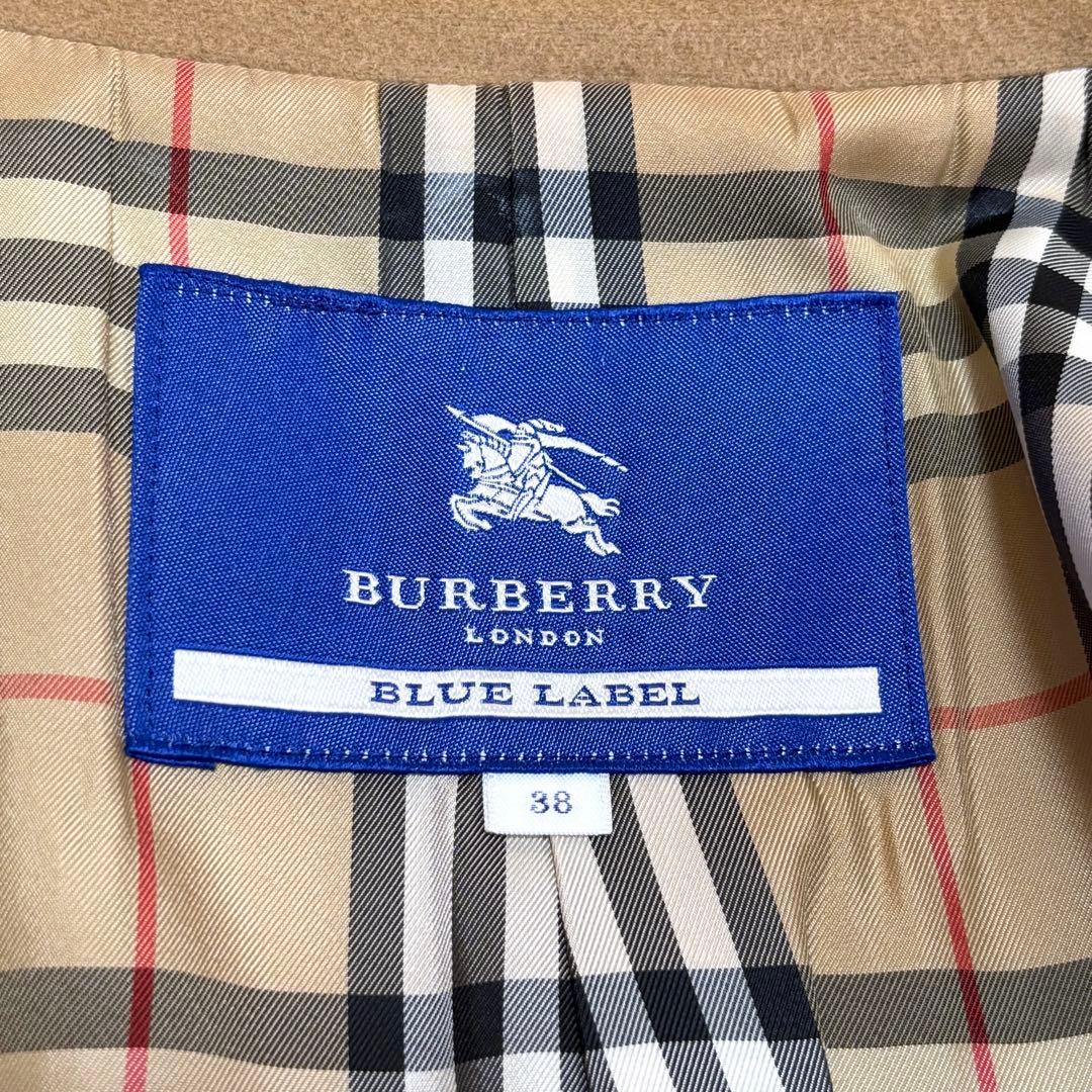 極美品　バーバリーブルーレーベル　カシミヤ　ロングコート　ノバチェック　Mサイズ