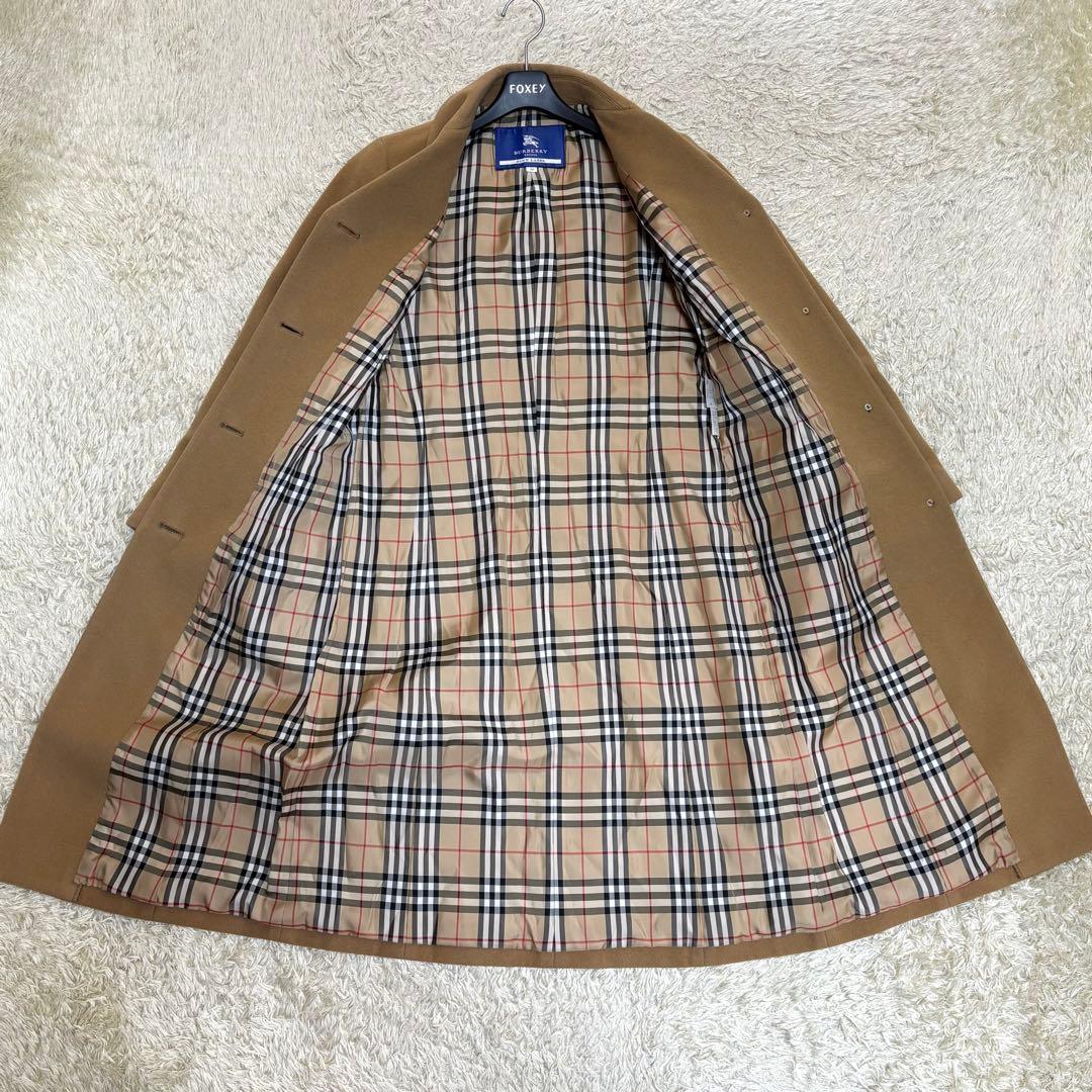 極美品　バーバリーブルーレーベル　カシミヤ　ロングコート　ノバチェック　Mサイズ